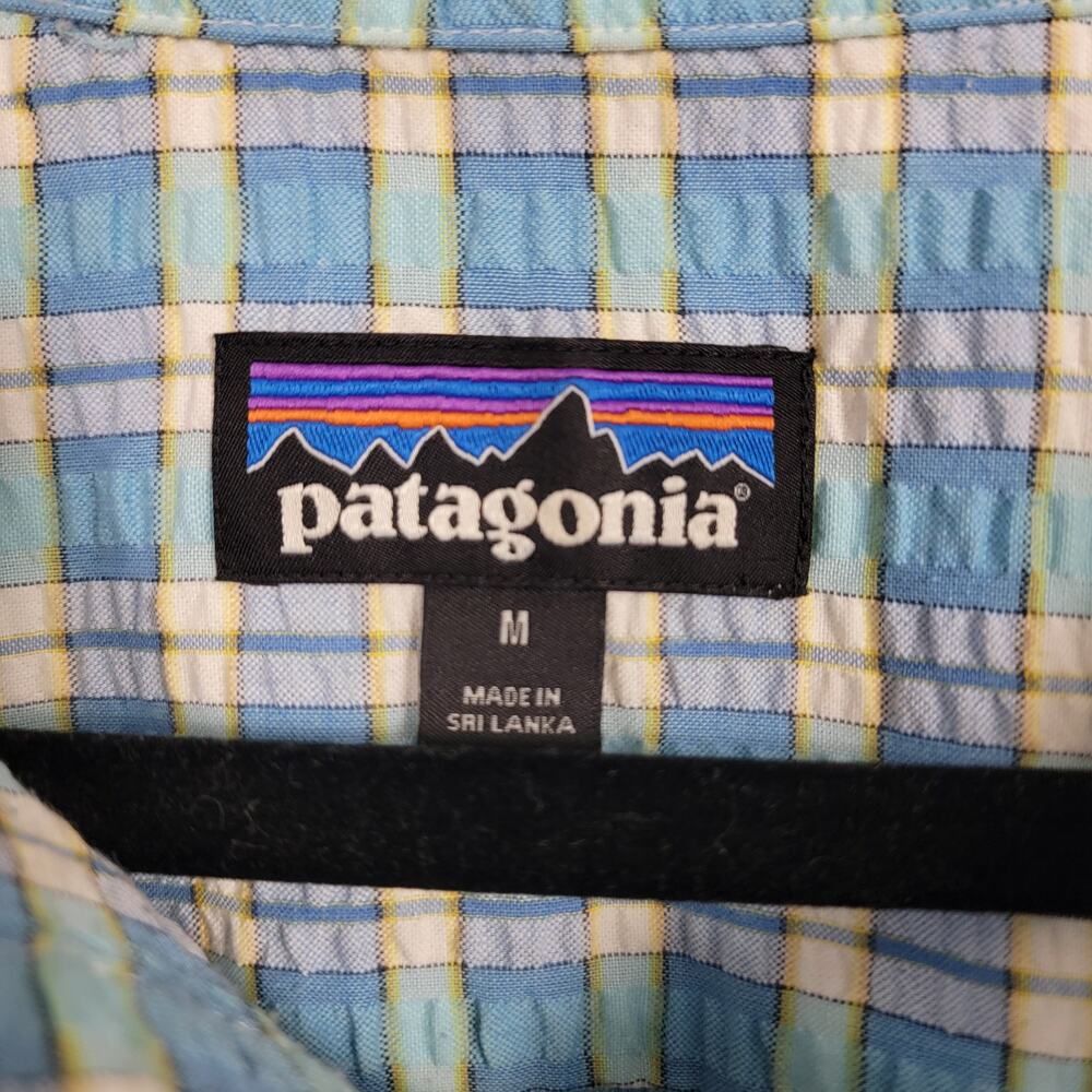 Patagonia Seersucker Plaid Short Sleeve Button Front Lightweight Outdoor Shirt - Picture 4 of 9